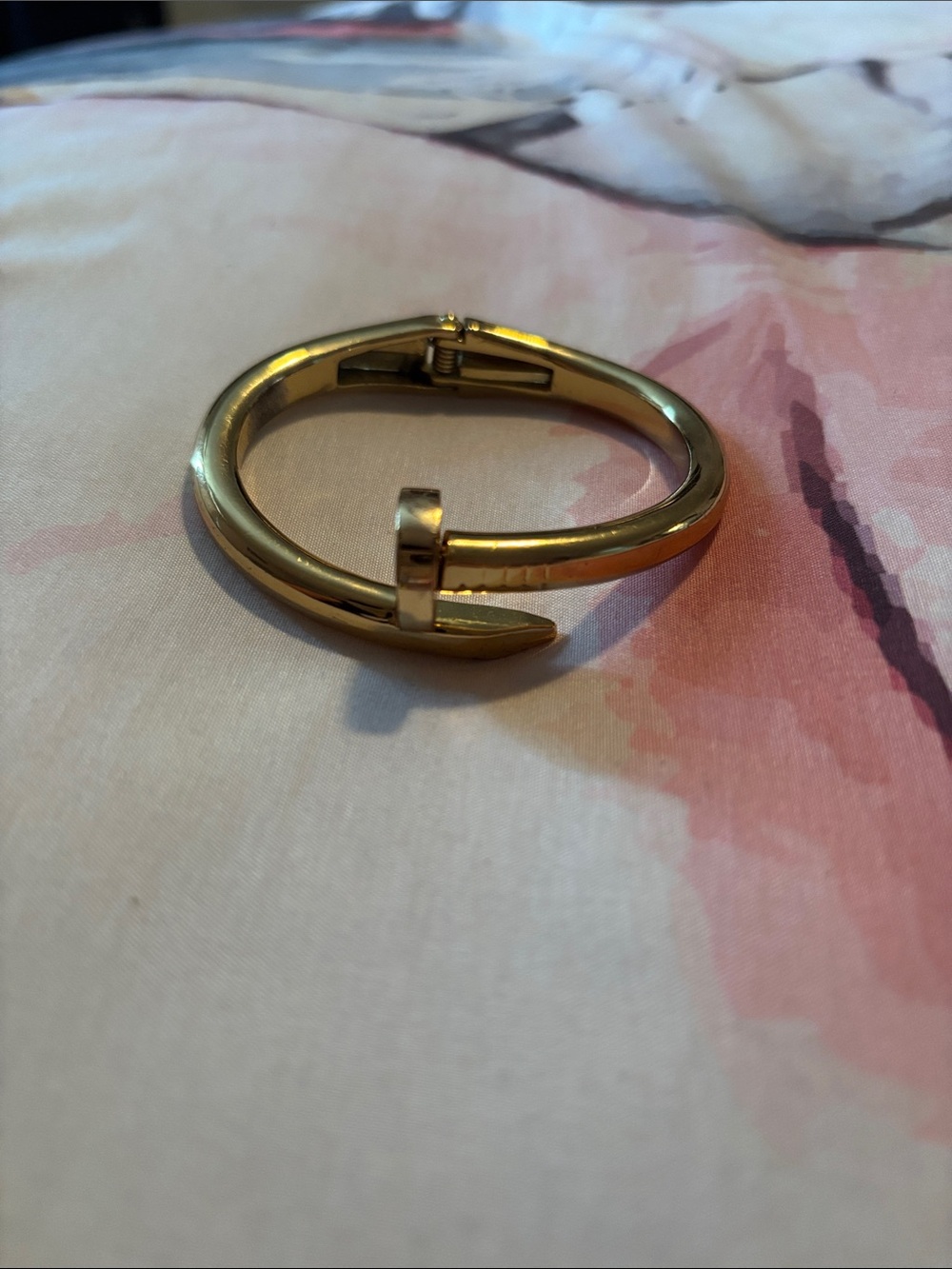 Gold Nail-Inspired Hinged Bangle Bracelet - Women's Jewelry
